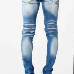 MENS JEANS SNOH PRINTED DENIM JEAN- BLACK/RED