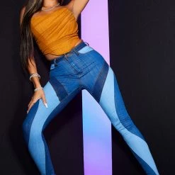 WOMENS JEANS Best Seller 70S PATCHWORK SKINNY JEAN-MEDIUM WASH