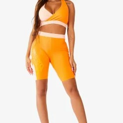 WOMENS ACTIVE SHORT SETS BIANCA ACTIVE BIKER SET - ORANGE