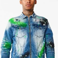 MENS DENIM JACKETS BLINK PAINTER JACKET- GREEN