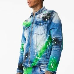 MENS DENIM JACKETS BLINK PAINTER JACKET- GREEN