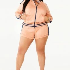 WOMENS SHORT SETS GIGI SHORT SET - CORAL/NAVY