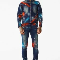 MENS DENIM JACKETS BLINK PAINTER JACKET- ORANGE