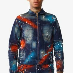 MENS DENIM JACKETS BLINK PAINTER JACKET- ORANGE