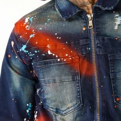 MENS DENIM JACKETS BLINK PAINTER JACKET- ORANGE