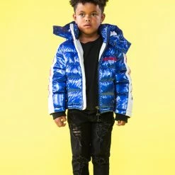 BOYS OUTERWEAR Kids Metallic Royal Blue Alasia Puffer Jacket