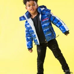 BOYS OUTERWEAR Kids Metallic Royal Blue Alasia Puffer Jacket
