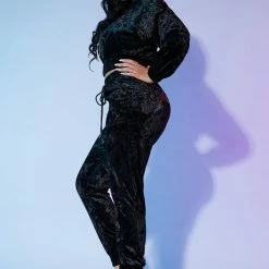 WOMENS TRACK SETS DANICA MATCHING PANT SET-BLACK