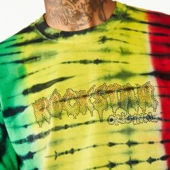 MENS TEES RASTA TIE DYE T-SHIRT- GREEN COMBO