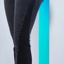 WOMENS JEANS HIGH WAISTED MULTI PANEL FLARE JEAN-GREY