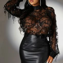 WOMENS SKIRTS ZOEY FRINGE LEATHER SKIRT-BLACK Best Seller