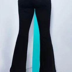 WOMENS JEANS DESTROYED HEM FLARE JEAN-BLACK