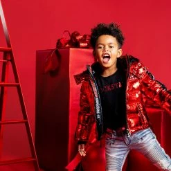 BOYS OUTERWEAR New Arrivals Kids Metallic Red Alasia Puffer Jacket