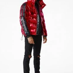 MENS OUTERWEAR Metallic Red Alasia Puffer Jacket