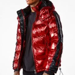 MENS OUTERWEAR Metallic Red Alasia Puffer Jacket