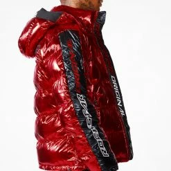 MENS OUTERWEAR Metallic Red Alasia Puffer Jacket
