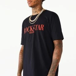 MENS TEES OCTAVIO PRINTED T-SHIRT- BLACK