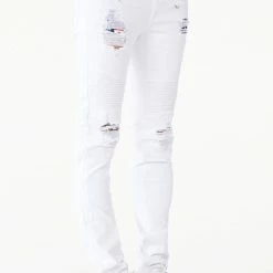 MENS JEANS OSCAR SIGNATURE BIKER JEAN-WHITE
