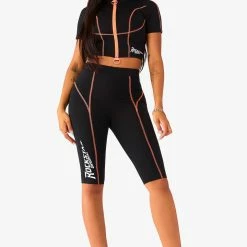 WOMENS ACTIVE SHORT SETS NERIAH ACTIVE BIKER SET - BLACK