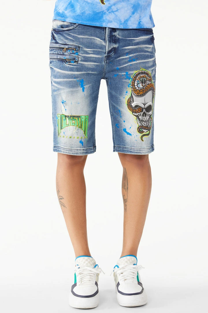New ๐งจ MENS SHORTS Denim LANDO PRINTED SHORT- DARK WASH ๐ 2 MENS SHORTS Denim LANDO PRINTED SHORT- DARK WASH