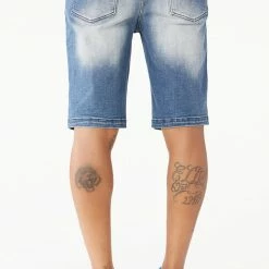 New ๐งจ MENS SHORTS Denim LANDO PRINTED SHORT- DARK WASH ๐ 11 MENS SHORTS Denim LANDO PRINTED SHORT- DARK WASH