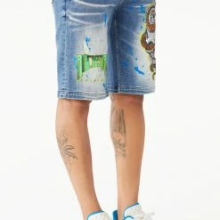 New ๐งจ MENS SHORTS Denim LANDO PRINTED SHORT- DARK WASH ๐ 10 MENS SHORTS Denim LANDO PRINTED SHORT- DARK WASH