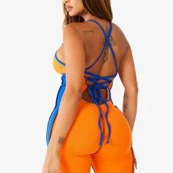 WOMENS ROMPERS & JUMPSUITS HAYDEN ROMPER - ORANGE/ROYAL Best Seller