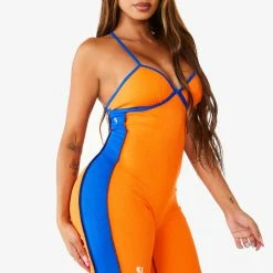 WOMENS ROMPERS & JUMPSUITS HAYDEN ROMPER - ORANGE/ROYAL Best Seller