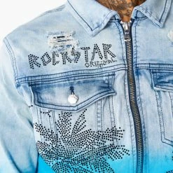 MENS DENIM JACKETS TOVI OMBRE CRYSTAL JACKET- BLUE