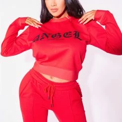 Cheap 👍 WOMENS TRACK SETS ANGEL TRACKSET-RED 🤩 15 WOMENS TRACK SETS ANGEL TRACKSET-RED