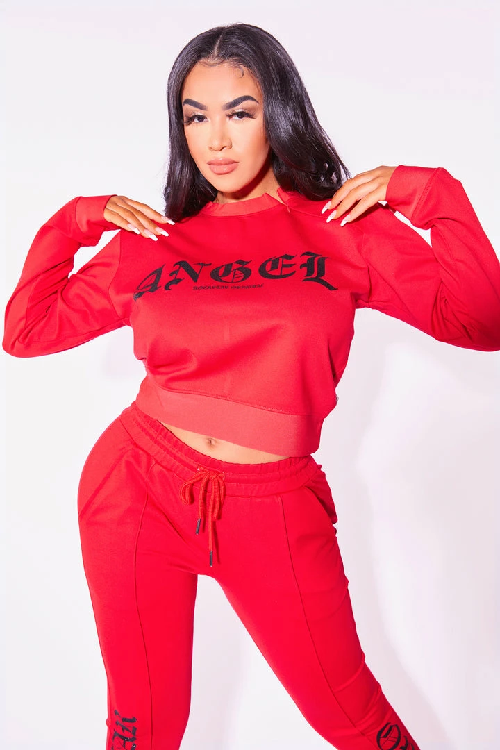 Cheap 👍 WOMENS TRACK SETS ANGEL TRACKSET-RED 🤩 6 WOMENS TRACK SETS ANGEL TRACKSET-RED