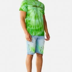 Cheap ⭐ MENS SHORTS LEELON DENIM SHORT- GREEN/BLUE 🥰 21 MENS SHORTS LEELON DENIM SHORT- GREEN/BLUE