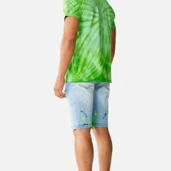 Cheap ⭐ MENS SHORTS LEELON DENIM SHORT- GREEN/BLUE 🥰 22 MENS SHORTS LEELON DENIM SHORT- GREEN/BLUE