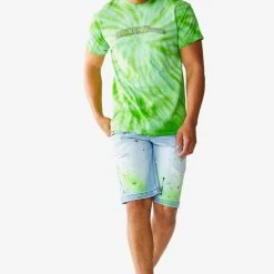 Cheap ⭐ MENS SHORTS LEELON DENIM SHORT- GREEN/BLUE 🥰 23 MENS SHORTS LEELON DENIM SHORT- GREEN/BLUE