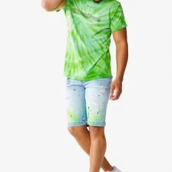 Cheap ⭐ MENS SHORTS LEELON DENIM SHORT- GREEN/BLUE 🥰 24 MENS SHORTS LEELON DENIM SHORT- GREEN/BLUE