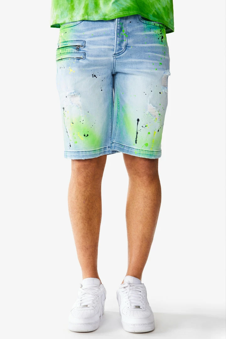 Cheap ⭐ MENS SHORTS LEELON DENIM SHORT- GREEN/BLUE 🥰 3 MENS SHORTS LEELON DENIM SHORT- GREEN/BLUE