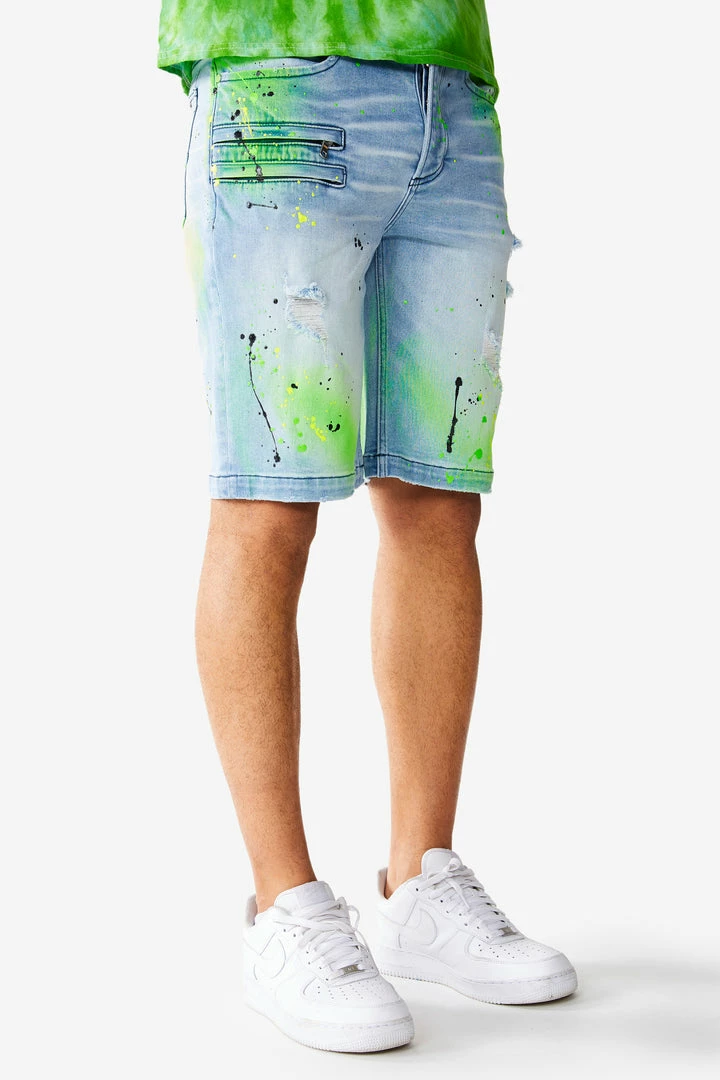 Cheap ⭐ MENS SHORTS LEELON DENIM SHORT- GREEN/BLUE 🥰 5 MENS SHORTS LEELON DENIM SHORT- GREEN/BLUE