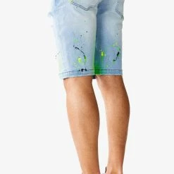 Cheap ⭐ MENS SHORTS LEELON DENIM SHORT- GREEN/BLUE 🥰 25 MENS SHORTS LEELON DENIM SHORT- GREEN/BLUE