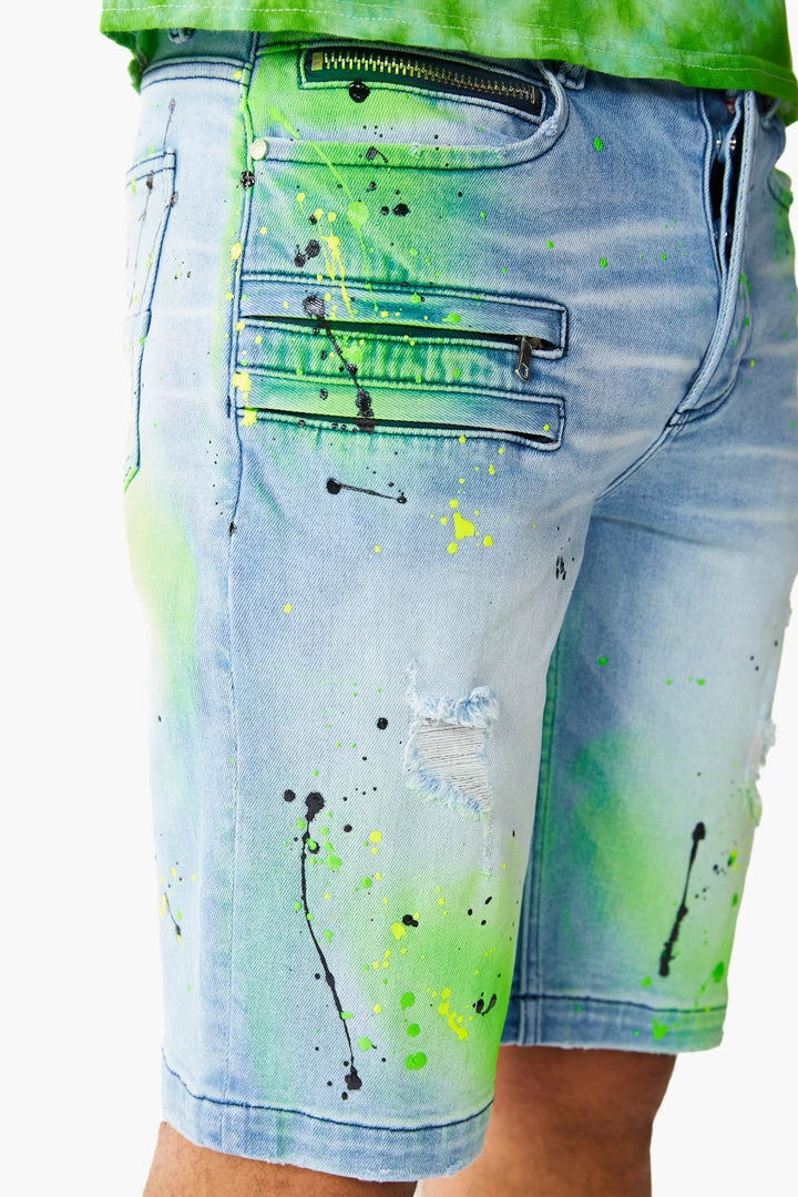 Cheap ⭐ MENS SHORTS LEELON DENIM SHORT- GREEN/BLUE 🥰 4 MENS SHORTS LEELON DENIM SHORT- GREEN/BLUE