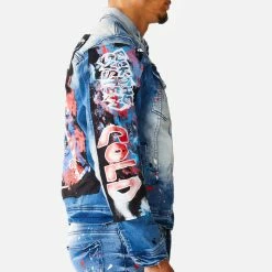 MENS DENIM JACKETS ZAYDEN PATCH DENIM JACKET- DARK WASH