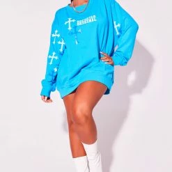 WOMENS HOODIES & SWEATSHIRTS Best Seller BIA CREWNECK SWEATSHIRT-BLUE