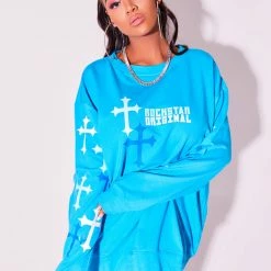 WOMENS HOODIES & SWEATSHIRTS Best Seller BIA CREWNECK SWEATSHIRT-BLUE