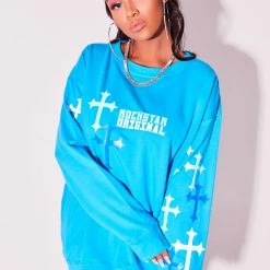 WOMENS HOODIES & SWEATSHIRTS Best Seller BIA CREWNECK SWEATSHIRT-BLUE