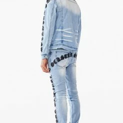 Budget 🥰 MENS DENIM JACKETS JONES EMBROIDERED JACKET- BLUE 😉 16 MENS DENIM JACKETS JONES EMBROIDERED JACKET- BLUE