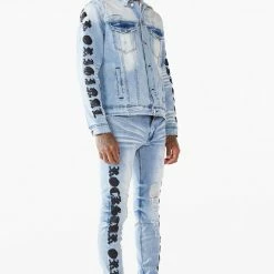 Budget 🥰 MENS DENIM JACKETS JONES EMBROIDERED JACKET- BLUE 😉 15 MENS DENIM JACKETS JONES EMBROIDERED JACKET- BLUE