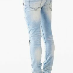 MENS JEANS Stark Blue Leather Cross Patch Jean