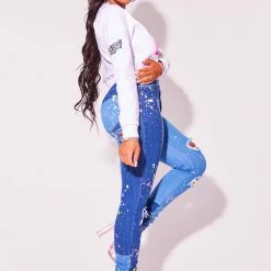 WOMENS JEANS Best Seller HAISLEY PATCHWORK JEAN-MED. WASH