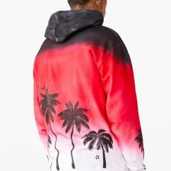 MENS HOODIES & SWEATSHIRTS TOVI OMBRE PRINTED HOODIE- RED Tops