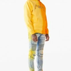MENS JEANS STRAUD COLOR BLOCK SPRAYED JEAN- YELLOW Denim