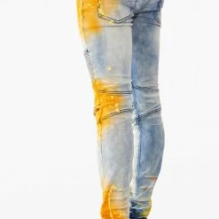MENS JEANS STRAUD COLOR BLOCK SPRAYED JEAN- YELLOW Denim